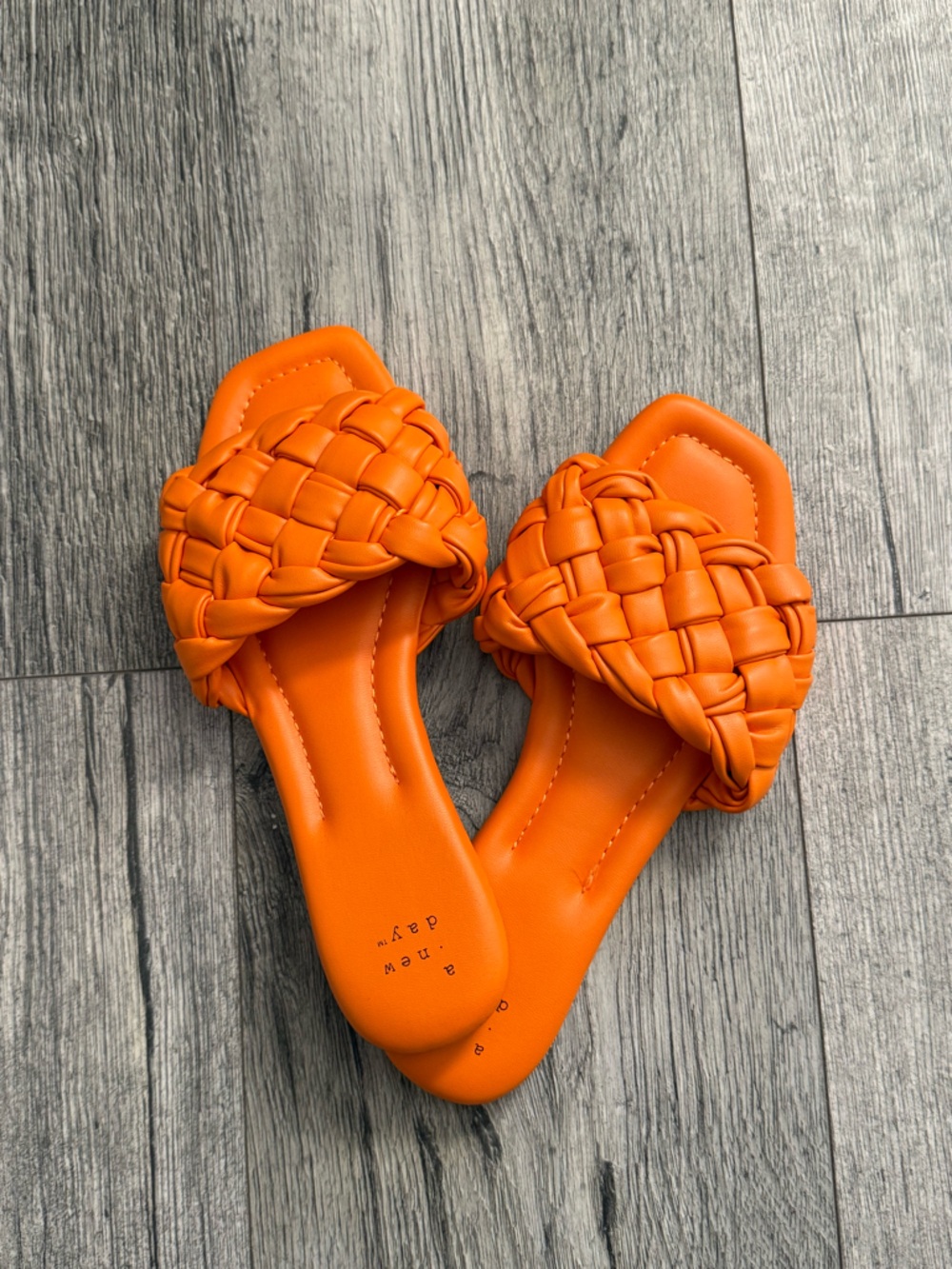a new day Orange Braided Slide Sandals